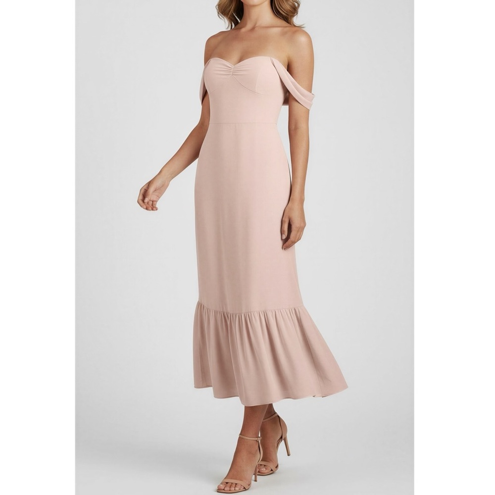 BHLDN Munroe Off-Shoulder Georgette Dress, Blush, 10 (US) - Picture 2 of 10